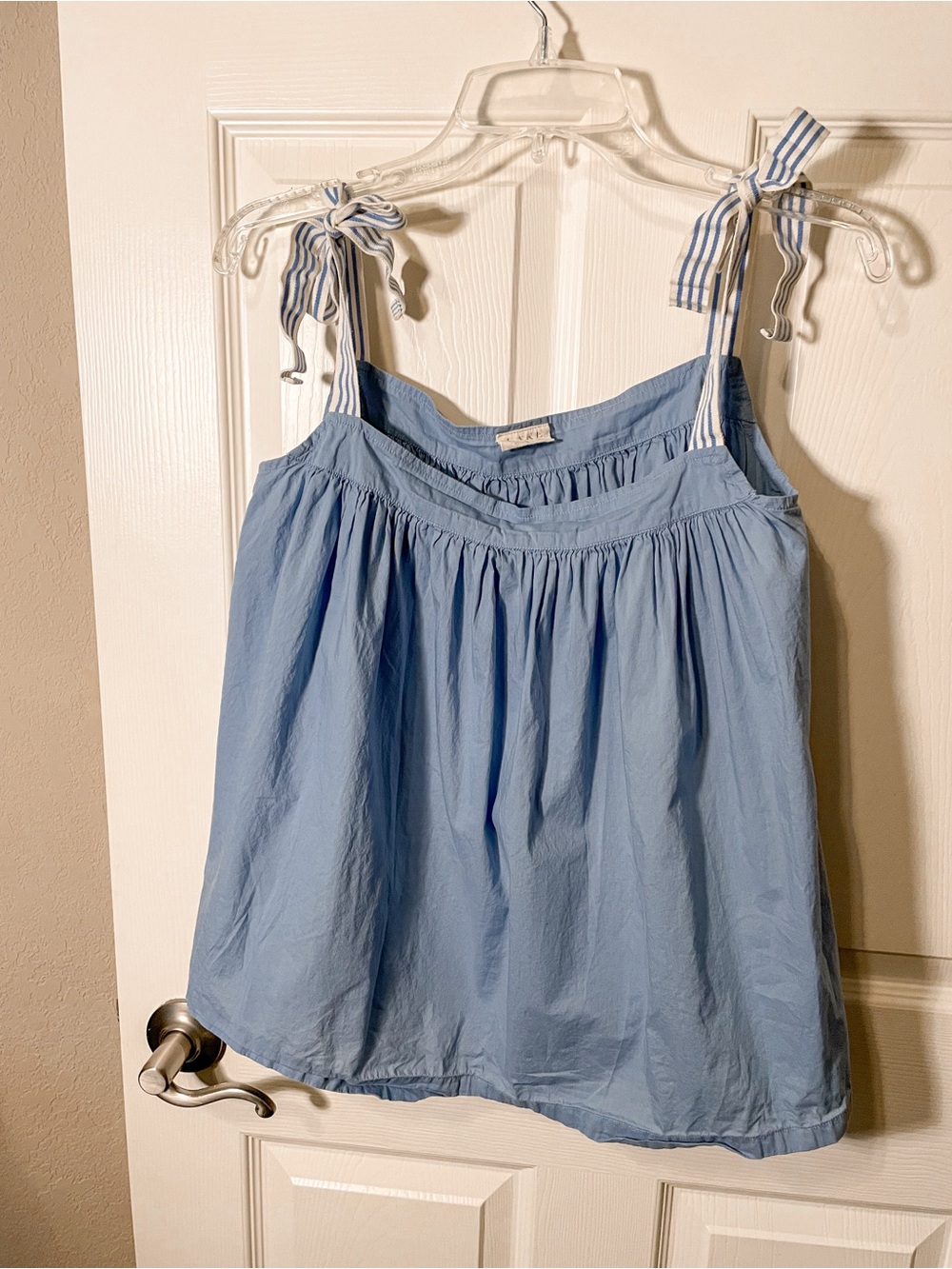 LAKE Pajamas 100% Cotton Light Blue Tie-Shoulder Women’s Top